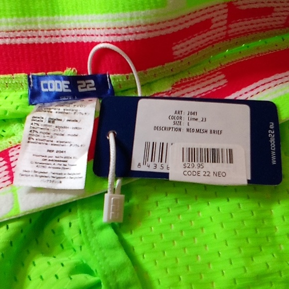 NWT Code 22, Size Large, Neon Green and Pink, Brief - Picture 3 of 3